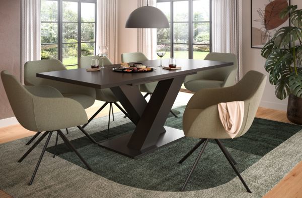 Esstisch Home-X in grau Tisch ausziehbar 150 - 190 cm