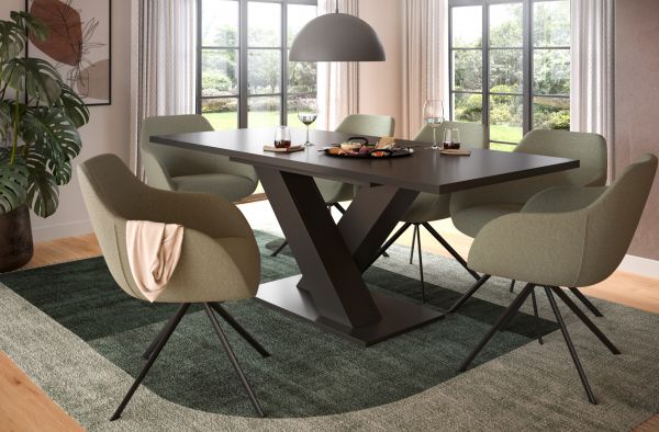 Esstisch Home-X in grau Tisch ausziehbar 150 - 190 cm