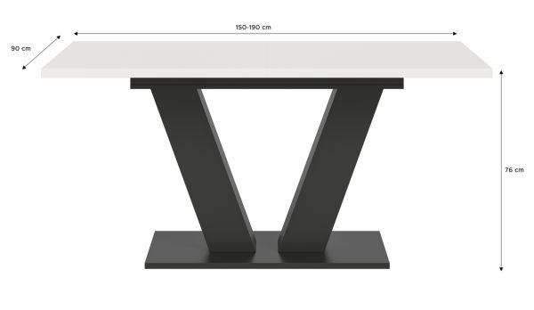 Esstisch Home-X in wei� und grau Tisch ausziehbar 150 - 190 cm