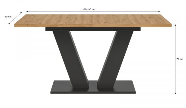Esstisch Home-X in Artisan Eiche und grau Tisch ausziehbar 150 - 190 cm