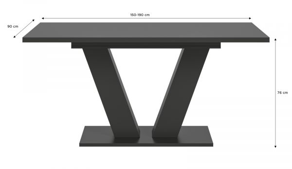 Esstisch Home-X in grau Tisch ausziehbar 150 - 190 cm