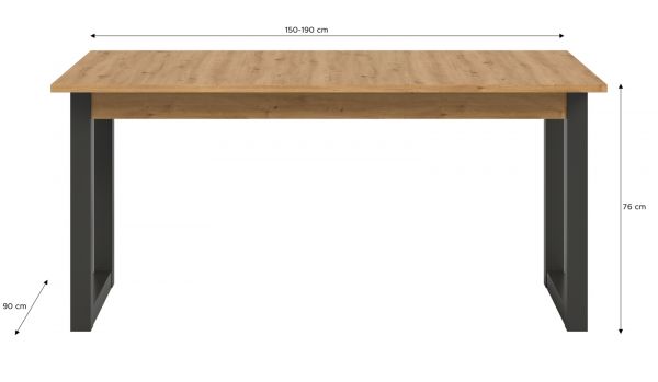 Esstisch Eldon in Artisan Eiche und grau Tisch ausziehbar 150 - 190 cm