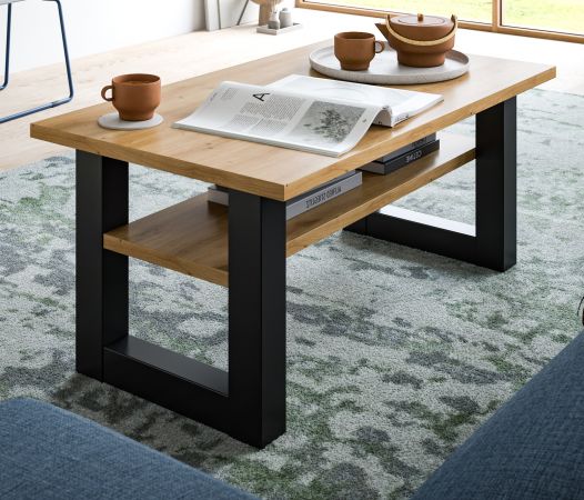 Couchtisch Eldon in Artisan Eiche und grau Beistelltisch 90 x 50 cm