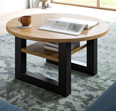 Couchtisch Eldon in Artisan Eiche und grau Beistelltisch rund � 75 cm