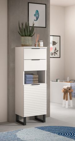 Badezimmer Kommode Roove in wei� mit 3D-Wellenstruktur Badkommode, Soft-Close-Funktion