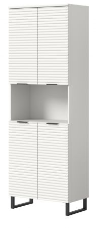 Badezimmer Hochschrank Roove in wei� mit 3D-Wellenstruktur Badschrank, Soft-Close-Funktion
