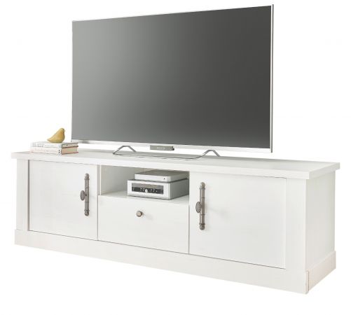 TV-Lowboard Fiastra in wei� Pinie Landhaus TV Unterteil 155 cm, Soft-Close-Funktion