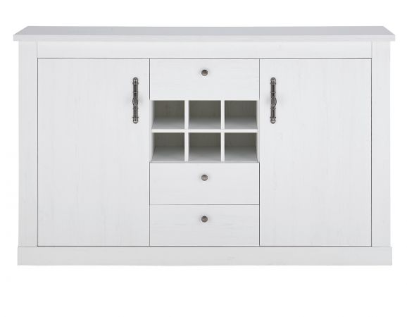 Sideboard Fiastra in wei� Pinie Landhaus hohe Kommode 166 x 100 cm, Soft-Close-Funktion
