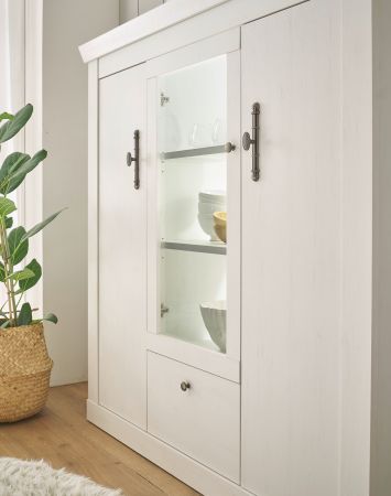 Esszimmer Set 4-teilig Fiastra in wei� Pinie Landhaus, Soft-Close-Funktion