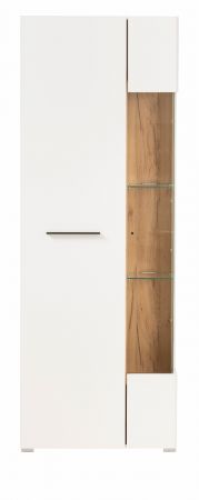 Vitrine Lavell in wei� matt und Evoke Eiche Vitrinenschrank 72 x 200 cm, Soft-Close-Funktion