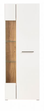 Vitrine Lavell in wei� matt und Evoke Eiche Vitrinenschrank 72 x 200 cm, Soft-Close-Funktion