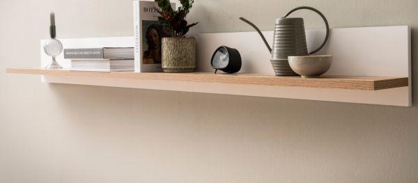 Wandboard Lavell in wei� matt und Evoke Eiche Wandregal 180 cm