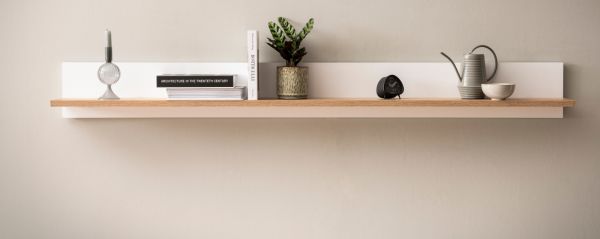 Wandboard Lavell in wei� matt und Evoke Eiche Wandregal 180 cm