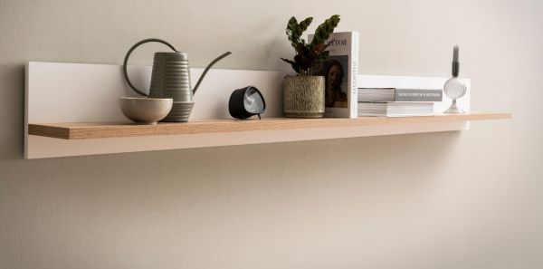 Wandboard Lavell in wei� matt und Evoke Eiche Wandregal 180 cm