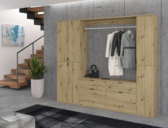 Garderobenschrank Line-Up in Artisan Eiche Schuhschrank 61 x 193 cm