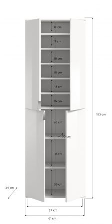 Garderobenschrank Line-Up in Artisan Eiche Schuhschrank 91 x 193 cm