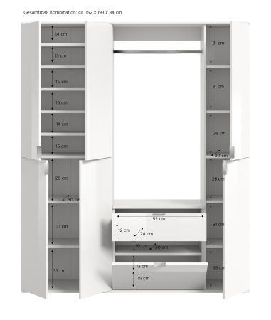 Garderobe Set Line-Up in Artisan Eiche Garderobenschrank 152 x 193 cm