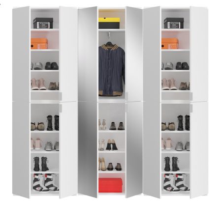 Garderobe SystemX in wei� Hochglanz und Artisan Eiche Garderobenschrank 152 x 193 cm