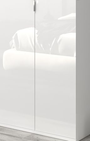 Garderobe mit Spiegel SystemX in wei� Hochglanz und Artisan Eiche Garderobenschrank 213 x 193 cm