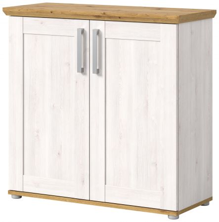 Kommode Mirano in wei� L�rche und Eiche Artisan Landhaus Sideboard 95 cm