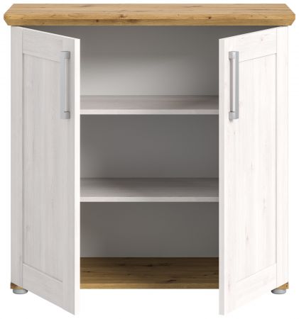 Kommode Mirano in wei� L�rche und Eiche Artisan Landhaus Sideboard 95 cm
