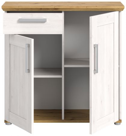 Kommode Mirano in wei� L�rche und Eiche Artisan Landhaus Sideboard 95 cm