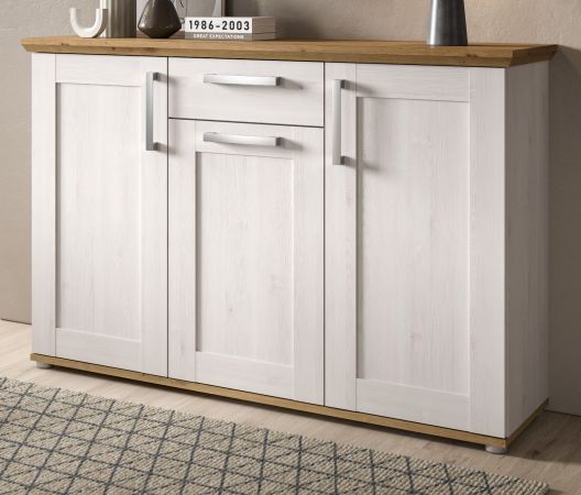 Sideboard Mirano in wei� L�rche und Eiche Artisan Landhaus Kommode 137 cm