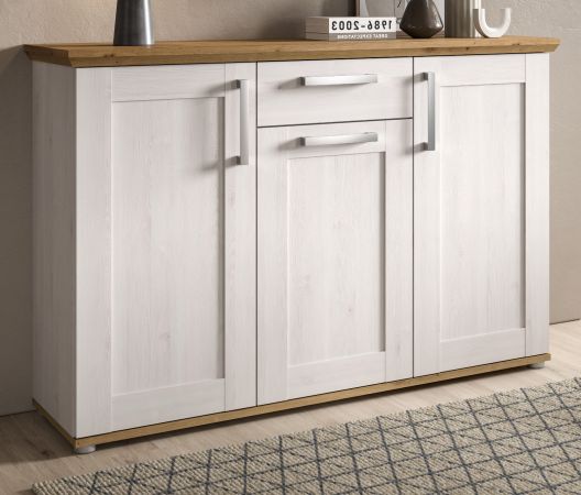 Sideboard Mirano in wei� L�rche und Eiche Artisan Landhaus Kommode 137 cm