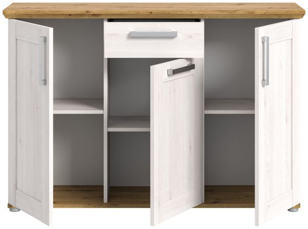 Sideboard Mirano in wei� L�rche und Eiche Artisan Landhaus Kommode 137 cm
