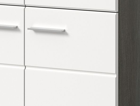 Kommode Rumba in wei� Hochglanz und Rauchsilber grau Sideboard 80 x 85 cm