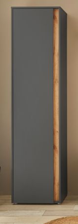 Schuhschrank Center in grau matt und Wotan Eiche Flurschrank 50 x 200 cm