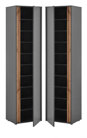 Schuhschrank Center in grau matt und Wotan Eiche Flurschrank 50 x 200 cm