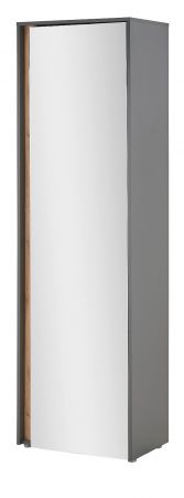 Garderobenschrank Center in grau matt und Wotan Eiche Flurschrank mit Spiegel 60 x 200 cm