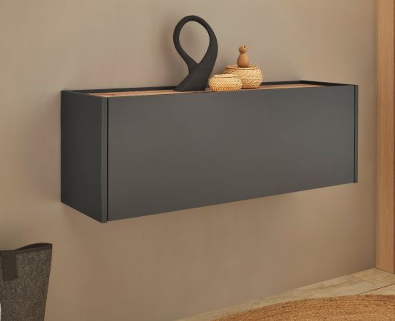 H�ngeschrank Center in grau matt und Wotan Eiche Flurschrank h�ngend 100 cm