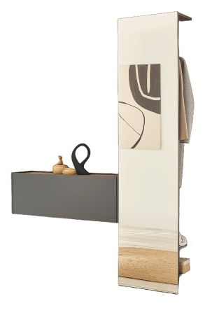 Garderobe Set 2-teilig Center in grau matt und Wotan Eiche Garderobenkombination 150 x 200 cm