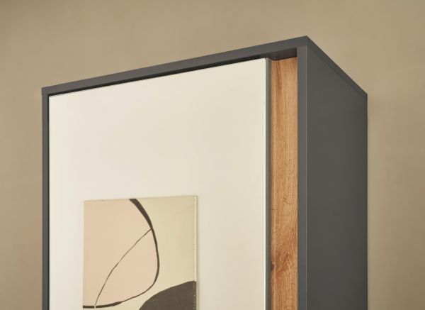 Garderobe Set 4-teilig Center in grau matt und Wotan Eiche Garderobenkombination 170 x 200 cm