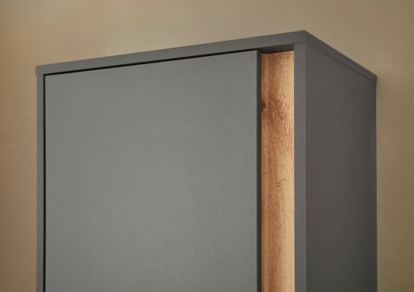 Garderobe Set 6-teilig Center in grau matt und Wotan Eiche Garderobenkombination 260 x 200 cm
