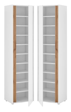 Schuhschrank Center in wei� und Wotan Eiche Flurschrank 50 x 200 cm