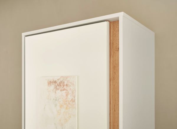 Garderobenschrank Center in wei� und Wotan Eiche Flurschrank mit Spiegel 60 x 200 cm