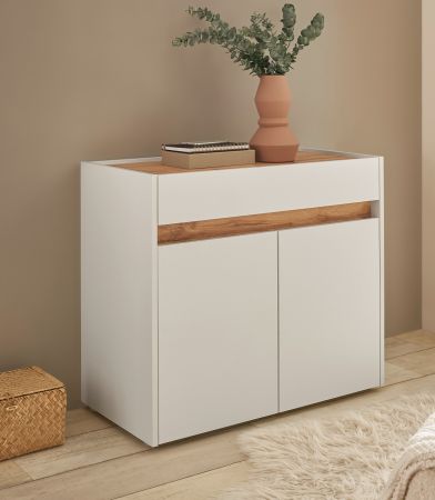 Schuhschrank Center in wei� und Wotan Eiche Flurkommode 80 x 70 cm