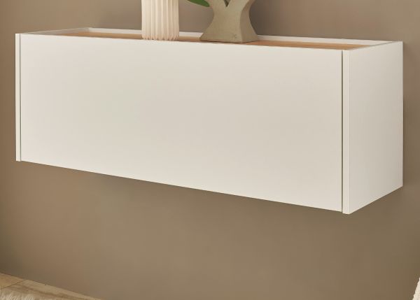 H�ngeschrank Center in wei� und Wotan Eiche Flurschrank h�ngend 100 cm