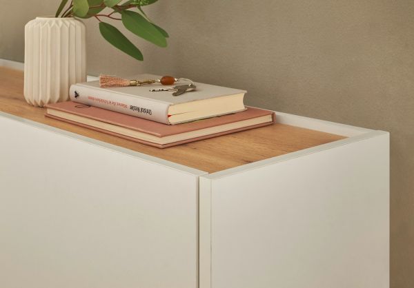 H�ngeschrank Center in wei� und Wotan Eiche Flurschrank h�ngend 100 cm