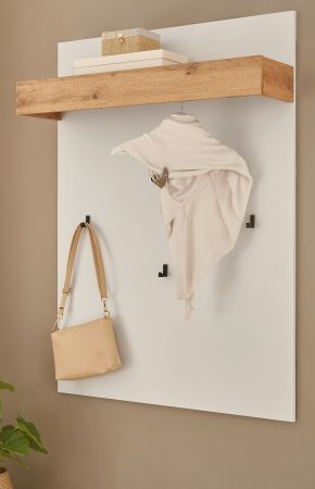 Garderobenpaneel Center in wei� und Wotan Eiche Wandgarderobe 100 x 135 cm
