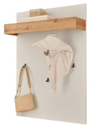 Garderobenpaneel Center in wei� und Wotan Eiche Wandgarderobe 100 x 135 cm