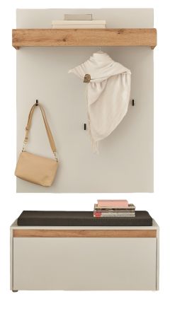 Garderobe Set 3-teilig Center in wei� und Wotan Eiche Garderobenkombination 100 x 200 cm