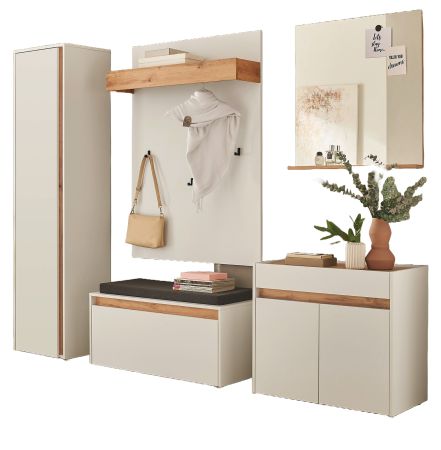 Garderobe Set 6-teilig Center in wei� und Wotan Eiche Garderobenkombination 260 x 200 cm