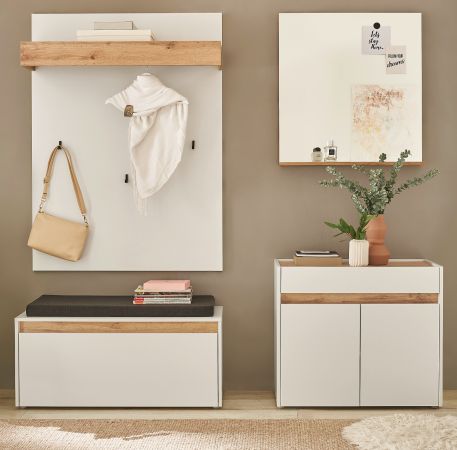 Garderobe Set 5-teilig Center in wei� und Wotan Eiche Garderobenkombination 190 x 200 cm