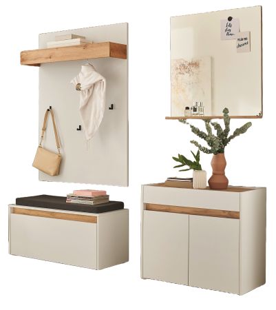 Garderobe Set 5-teilig Center in wei� und Wotan Eiche Garderobenkombination 190 x 200 cm