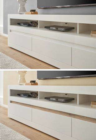 TV-Lowboard Derby in wei� matt und Evoke Eiche TV-Unterteil 217 cm, Soft-Close-Funktion