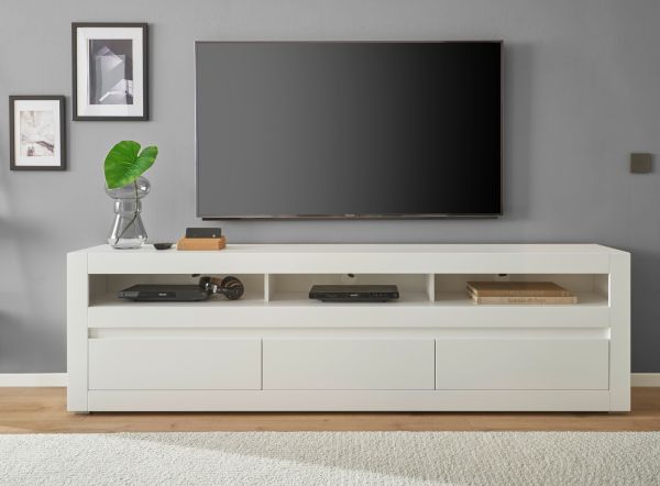 TV-Lowboard Derby in wei� matt und Evoke Eiche TV-Unterteil 217 cm, Soft-Close-Funktion